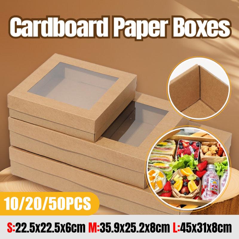 Postage Satchels & Boxes: 50pcs Bakery Cake Packaging Boxes with Visible Open Window Lunch Boxes - S