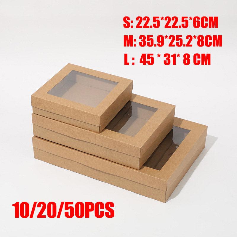 Postage Satchels & Boxes: 50pcs Bakery Cake Packaging Boxes with Visible Open Window Lunch Boxes - S