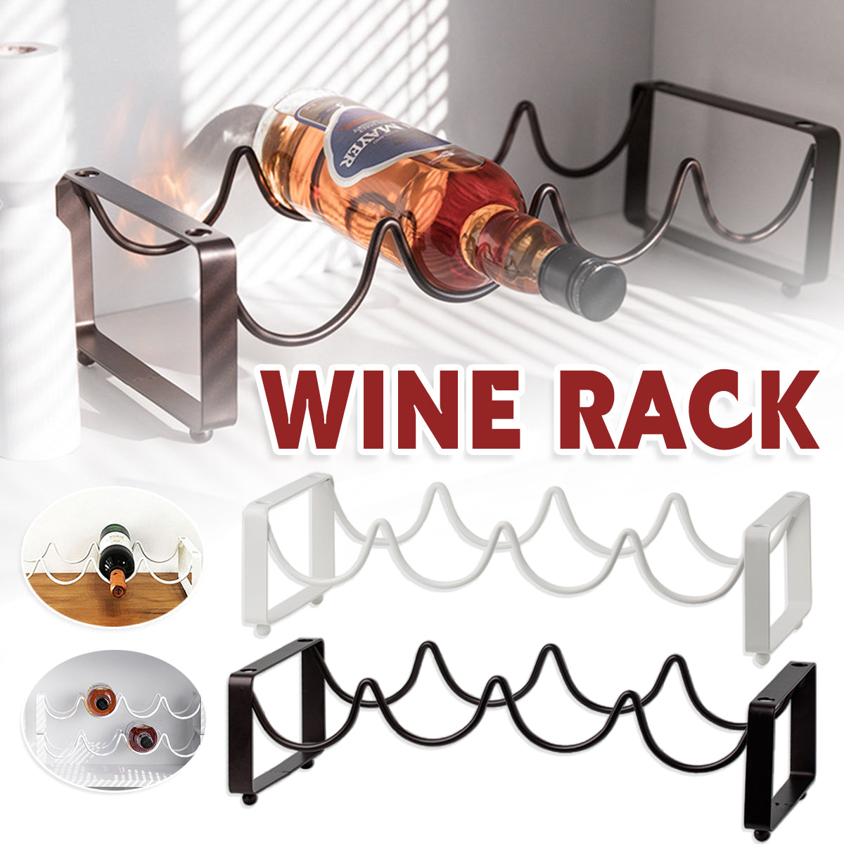 Wine Racks: Iron Wine Rack Bottle Holder Metal Display Stand Tabletop Decorative Storage - Brown