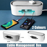 Cable Management: Cable Power Management Storage Box Socket Wire Tidy Organiser Hide Case - White