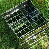 BBQs & Accessories: Square Wood Stove Mini Folding Grill Outdoor Camping Portable BBQ Cooking Rack