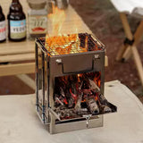 BBQs & Accessories: Square Wood Stove Mini Folding Grill Outdoor Camping Portable BBQ Cooking Rack