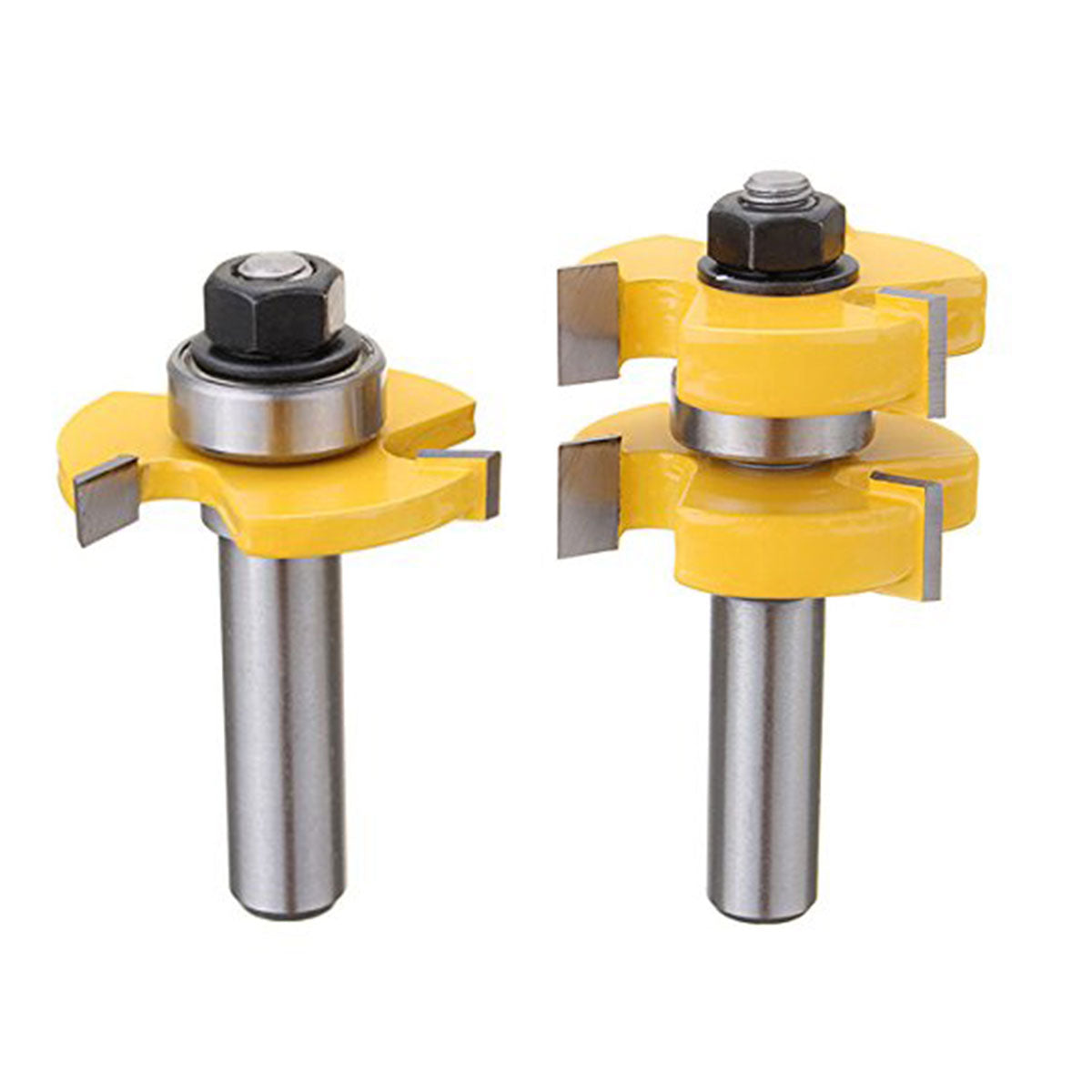 Saw Accessories: 2pcs Tenon Milling Cutter Set Three Tooth T Slot Splice Square Tooth Router Bit