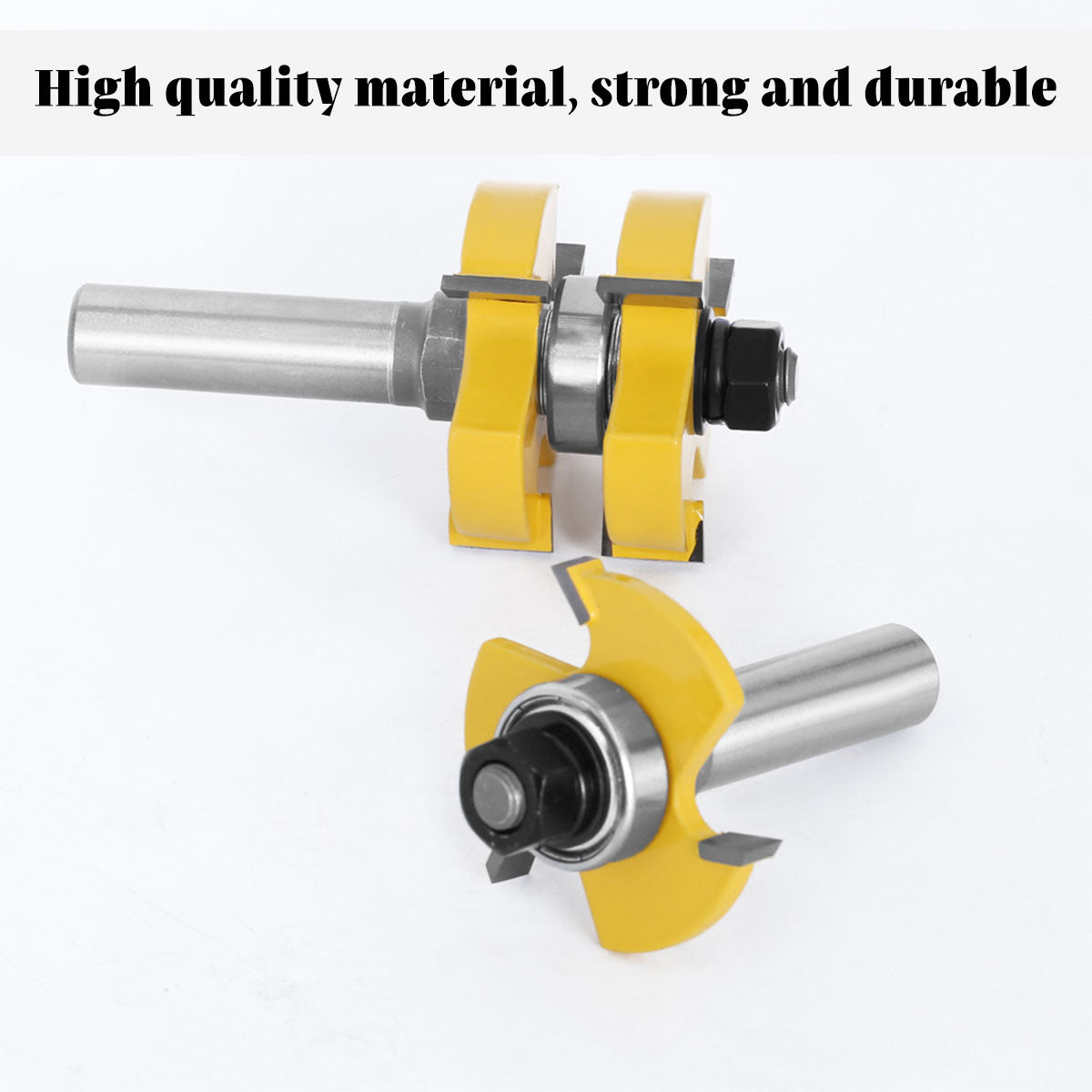 Saw Accessories: 2pcs Tenon Milling Cutter Set Three Tooth T Slot Splice Square Tooth Router Bit
