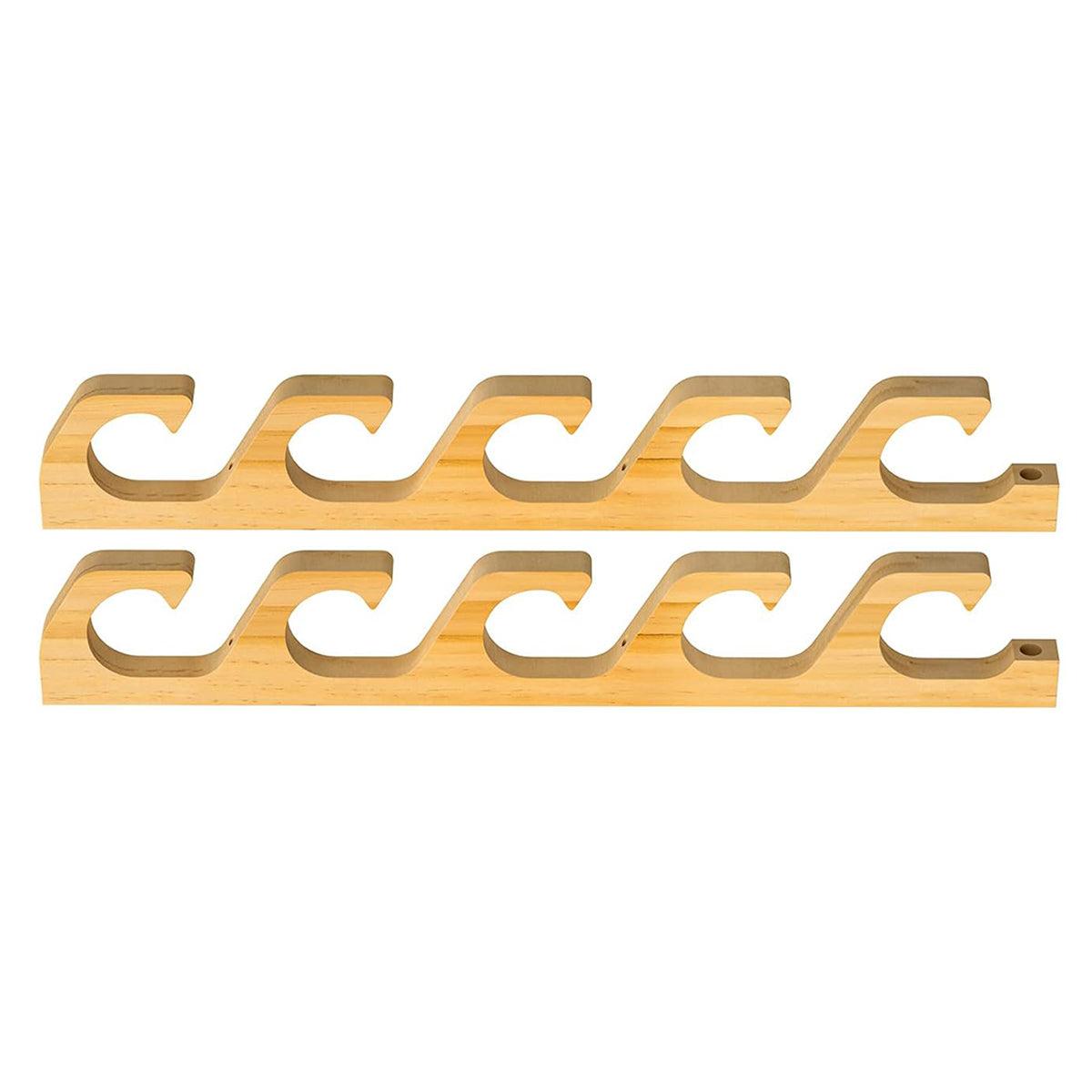 Fishing Tackle: 1Pair Bamboo Fishing Rod Holder Wall Mounted Wooden Storage Rack Stand Organizer