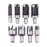 8 PCS Wood Plug Hole Cutter Dowel Maker Cutting Tools Shank Drill Bits With Box
