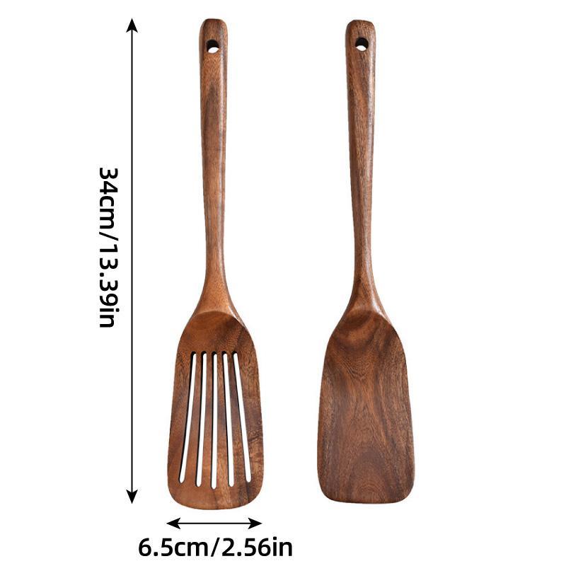 Kitchen Utensils: 2pcs Wooden Frying Spatula Long Handle Stir Fry Spatula Kitchen Cooking Utensils
