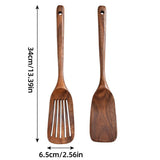 2pcs Wooden Frying Spatula Long Handle Stir Fry Spatula Kitchen Cooking Utensils