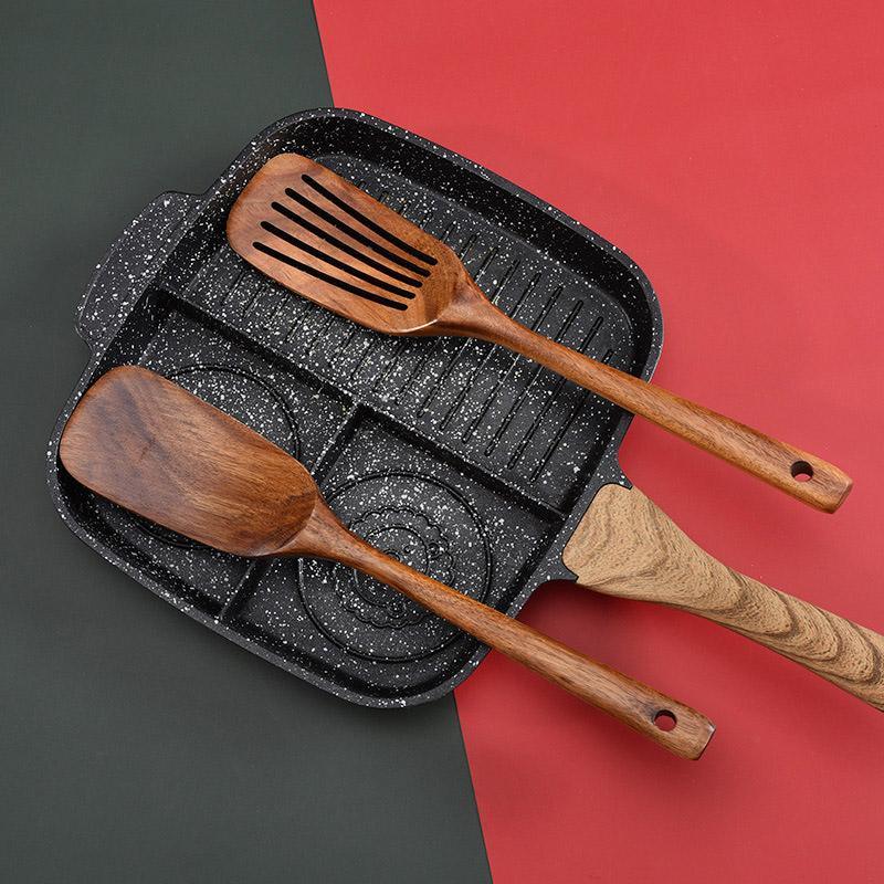 Kitchen Utensils: 2pcs Wooden Frying Spatula Long Handle Stir Fry Spatula Kitchen Cooking Utensils