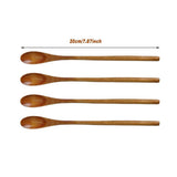 Kitchen Utensils: 4PCS 20CM Japanese Wooden Long Handle Stirring Spoon Small Honey Spoon Tableware