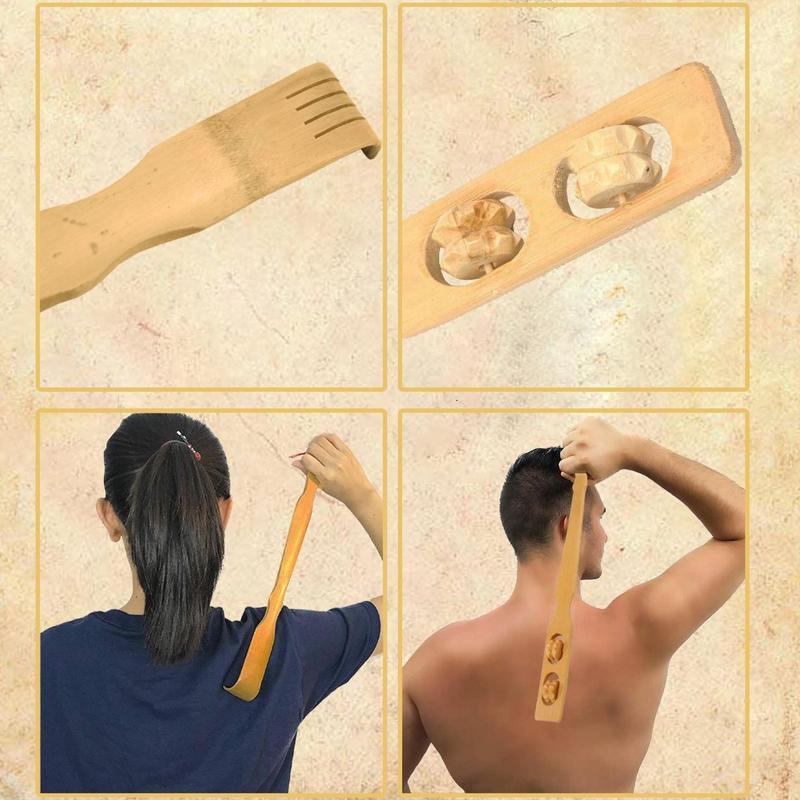 Wellness Accessories: Long Handle Bamboo Back Scratcher Stick for Itch Relief and Easy Reach 46cm 2PCS