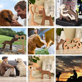Vases & Table Decor: Handmade Wooden Statue Sitting Family and Dog Craft Home Decor - B01