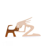Vases & Table Decor: Handmade Wooden Statue Sitting Family and Dog Craft Home Decor - B05