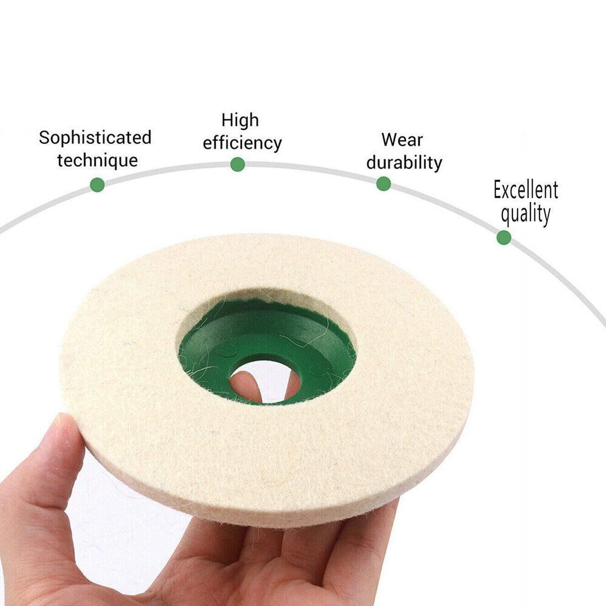 Wool Felt Polishing Wheels for Angle Grinder 98 x 8 x 16 mm, 10 Pack