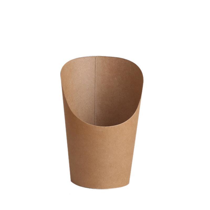 Disposable Cups: French Fries Holder Kraft Paper Cups Holder Disposable Paper Cups - 12OZ