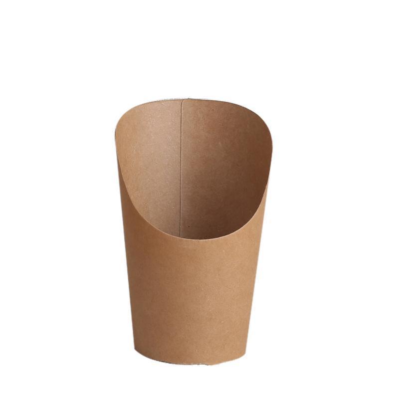 Disposable Cups: French Fries Holder Kraft Paper Cups Holder Disposable Paper Cups - 12OZ