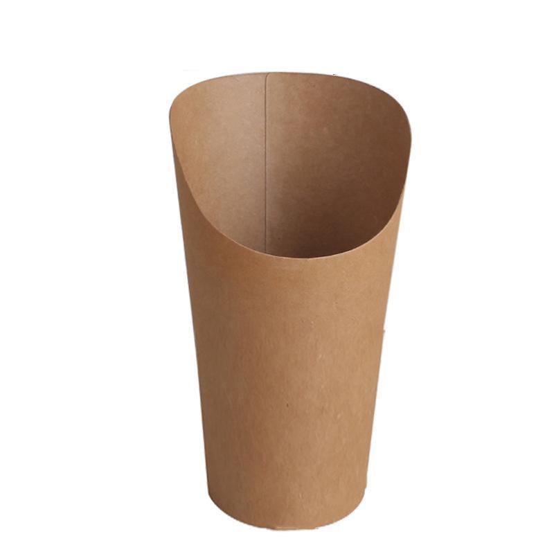 Disposable Cups: French Fries Holder Kraft Paper Cups Holder Disposable Paper Cups - 12OZ