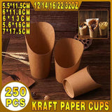 Disposable Cups: French Fries Holder Kraft Paper Cups Holder Disposable Paper Cups - 22OZ