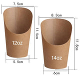 Disposable Cups: French Fries Holder Kraft Paper Cups Holder Disposable Paper Cups - 22OZ