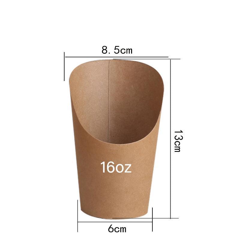 Disposable Cups: French Fries Holder Kraft Paper Cups Holder Disposable Paper Cups - 22OZ