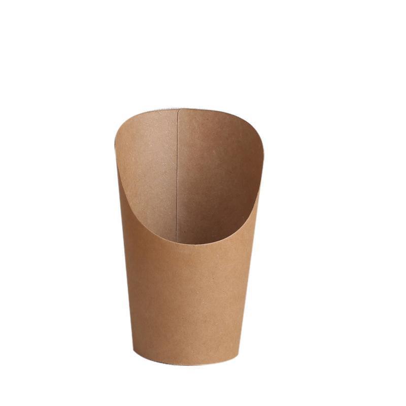 Disposable Cups: French Fries Holder Kraft Paper Cups Holder Disposable Paper Cups - 22OZ