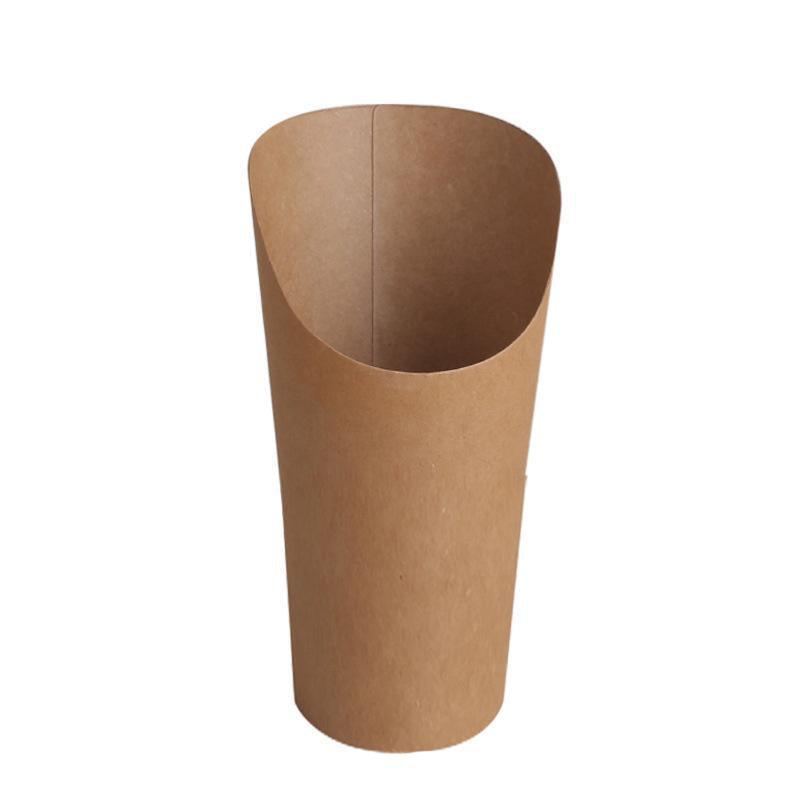 Disposable Cups: French Fries Holder Kraft Paper Cups Holder Disposable Paper Cups - 22OZ