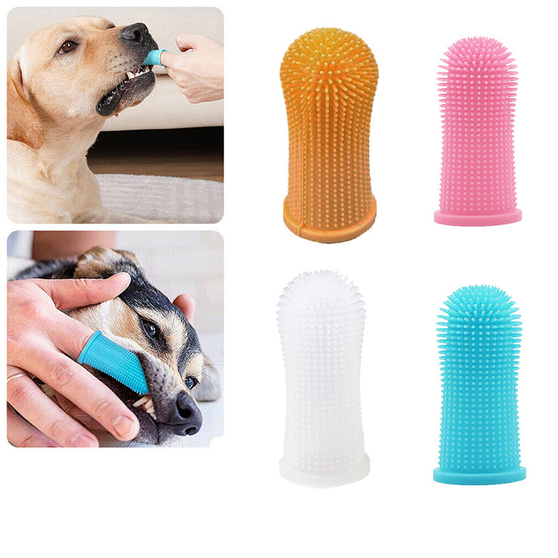 Pet Grooming Supplies: Premium Oral Care Dog Cat Toothbrush Finger Toothbrush Finger Silicone - Blue