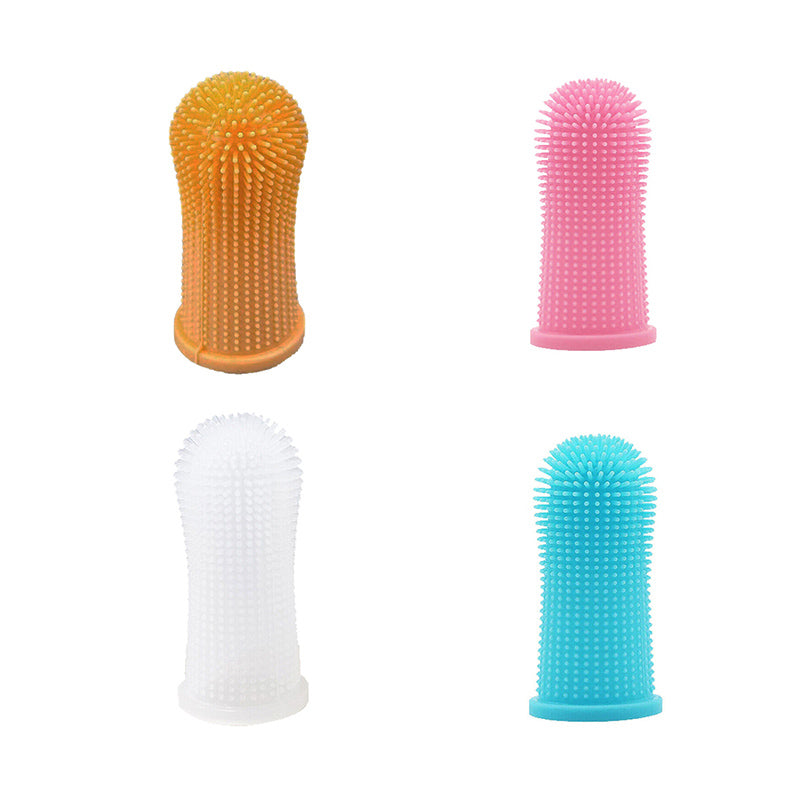 Pet Grooming Supplies: Premium Oral Care Dog Cat Toothbrush Finger Toothbrush Finger Silicone - Pink