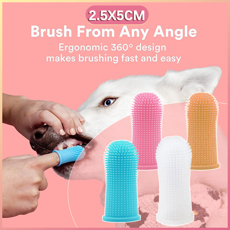 Pet Grooming Supplies: Premium Oral Care Dog Cat Toothbrush Finger Toothbrush Finger Silicone - White