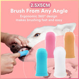 Pet Grooming Supplies: Premium Oral Care Dog Cat Toothbrush Finger Toothbrush Finger Silicone - White