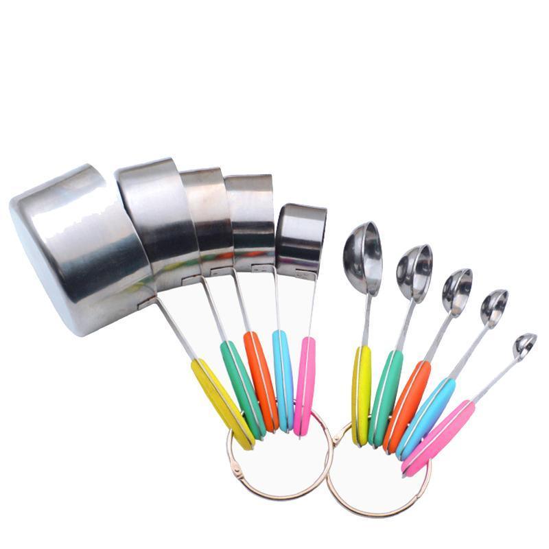 Kitchen Utensils: 10 Piece Stainless Steel Measuring Cups and Spoons Set for Baking and Cooking