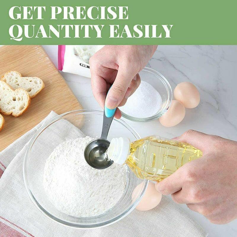 Kitchen Utensils: 10 Piece Stainless Steel Measuring Cups and Spoons Set for Baking and Cooking