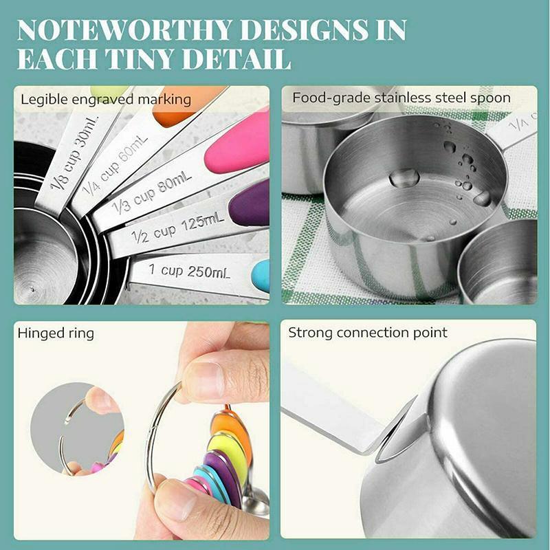 Kitchen Utensils: 10 Piece Stainless Steel Measuring Cups and Spoons Set for Baking and Cooking