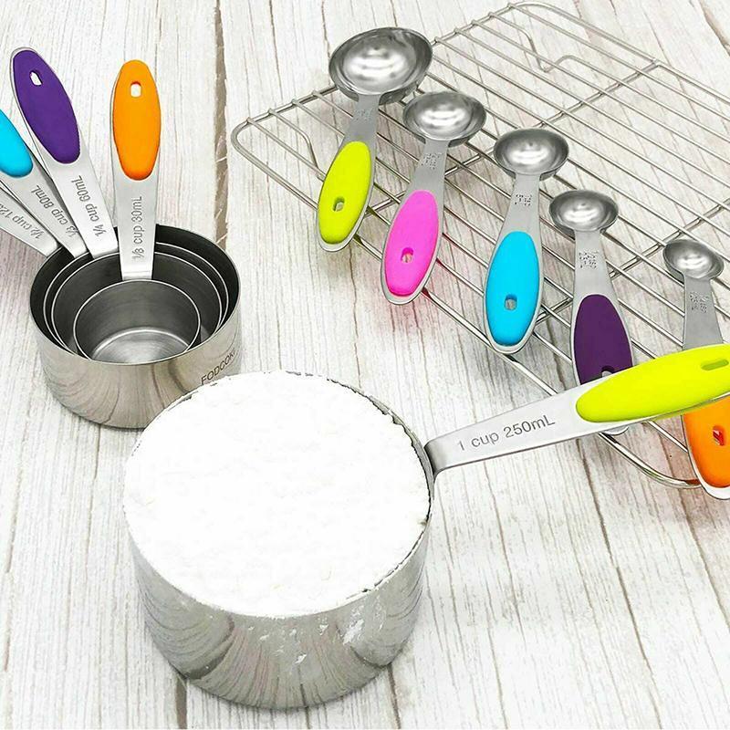 Kitchen Utensils: 10 Piece Stainless Steel Measuring Cups and Spoons Set for Baking and Cooking