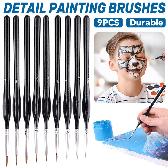 9PCS Fine Detail Paint Brush Set for Watercolour Gouache Acrylic Miniature Art