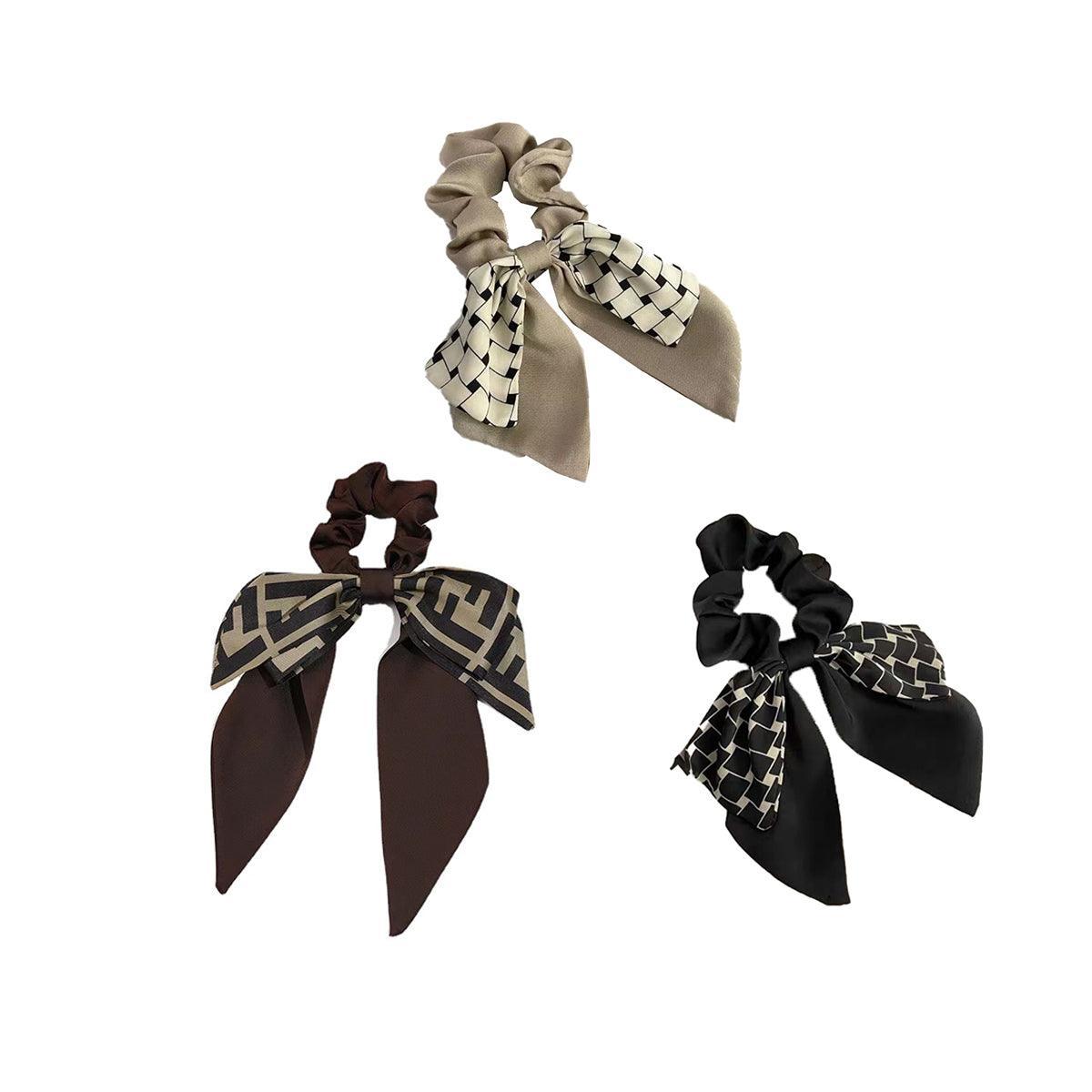 Women's Accessories: Women Elegant Scrunchies for Hair Ribbon Ties Bow Scrunchies Ponytail Scrunchie - Beige
