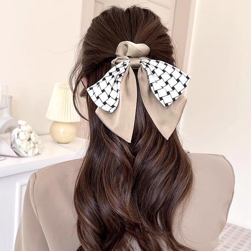 Women's Accessories: Women Elegant Scrunchies for Hair Ribbon Ties Bow Scrunchies Ponytail Scrunchie - Beige
