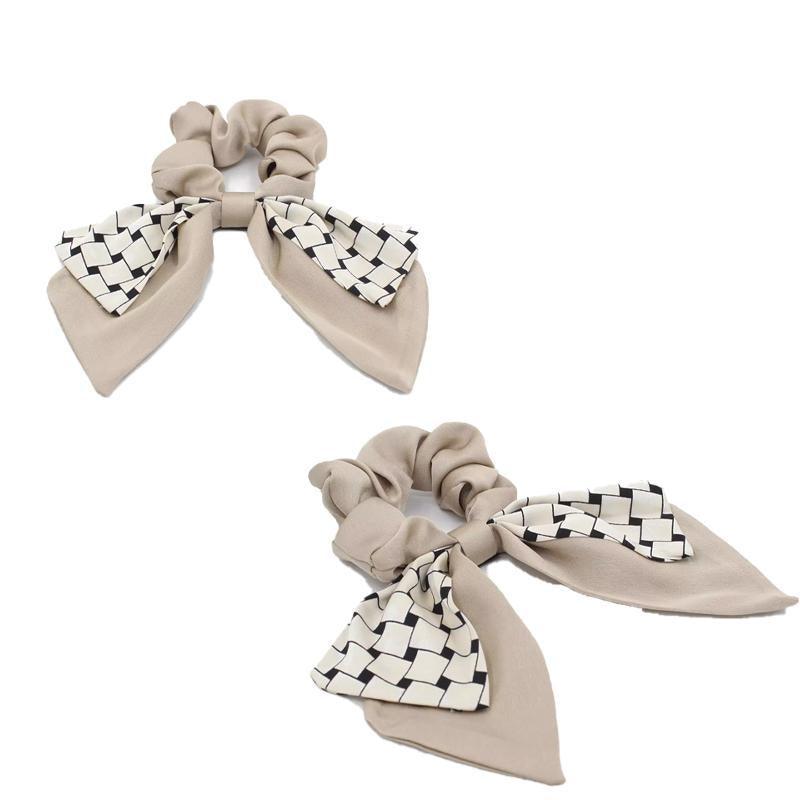 Women's Accessories: Women Elegant Scrunchies for Hair Ribbon Ties Bow Scrunchies Ponytail Scrunchie - Beige