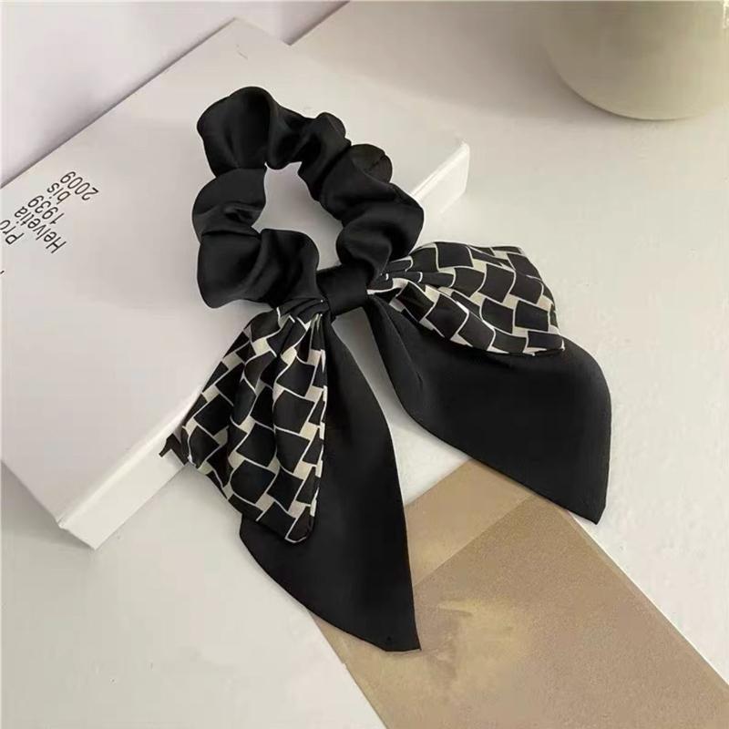 Women's Accessories: Women Elegant Scrunchies for Hair Ribbon Ties Bow Scrunchies Ponytail Scrunchie - Beige