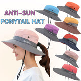 Women's Sleepwear: Women Wide Brim Ponytail Hat Sun Protect Visor Summer Beach Cap Anti Uv Floppy - Yellow