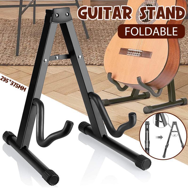 Guitars: Folding Guitar Stand Floor Rack Electric Acoustic Bass Gig Holder Rack Portable