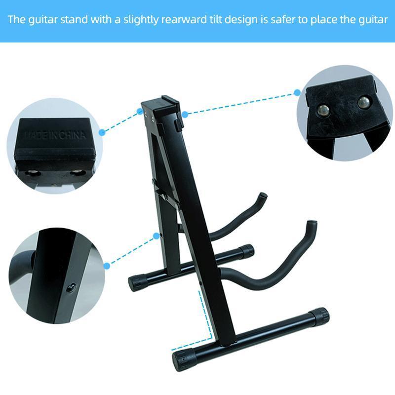 Guitars: Folding Guitar Stand Floor Rack Electric Acoustic Bass Gig Holder Rack Portable