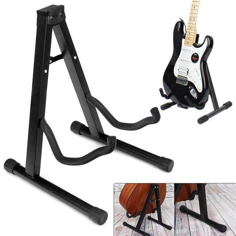 Guitars: Folding Guitar Stand Floor Rack Electric Acoustic Bass Gig Holder Rack Portable