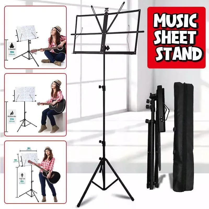 Foldable Sheet Music Stand Tripod with Carry Bag - 1 Pc