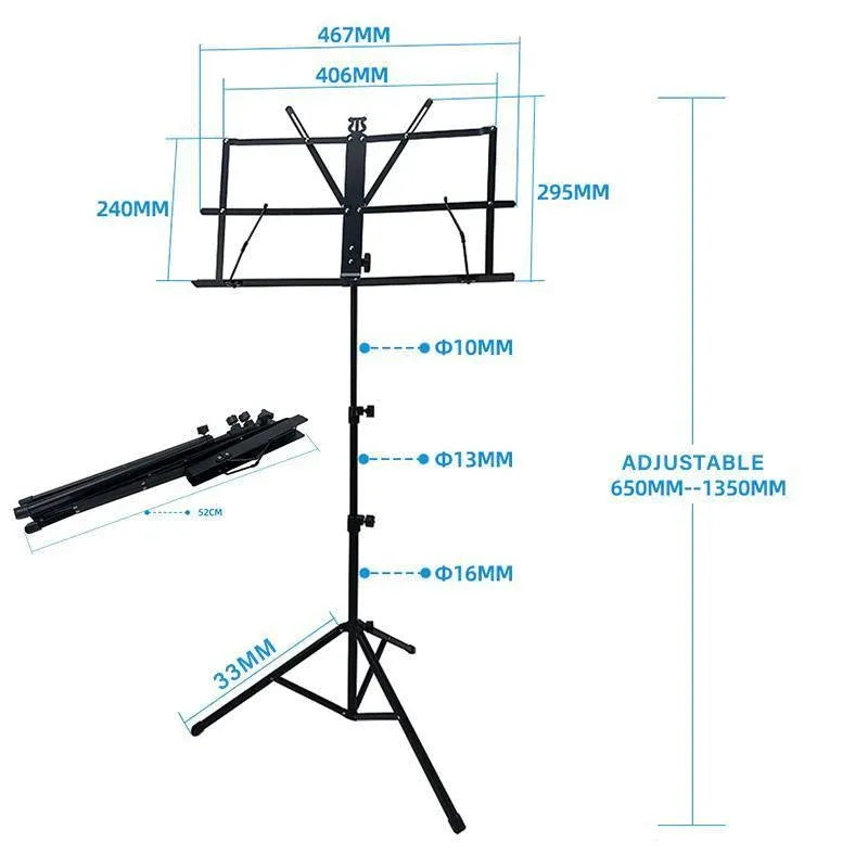 Foldable Sheet Music Stand Tripod with Carry Bag - 1 Pc