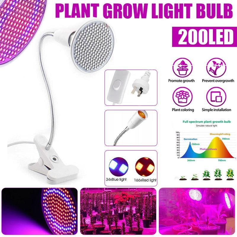 200 LED Clip-On Plant Grow Light with Flexible Gooseneck - 1 Pc