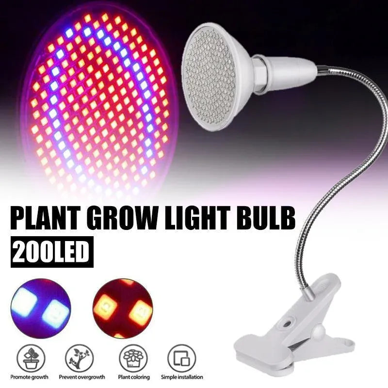 200 LED Clip-On Plant Grow Light with Flexible Gooseneck - 1 Pc
