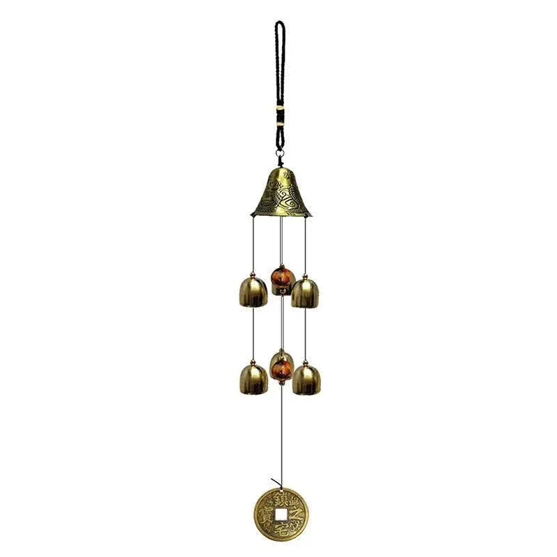 48cm Hanging Wind Chime with Bells and Coin Accents for Garden and Home - 1 Pc