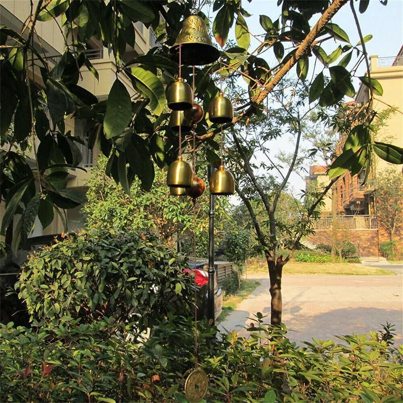 48cm Hanging Wind Chime with Bells and Coin Accents for Garden and Home - 1 Pc