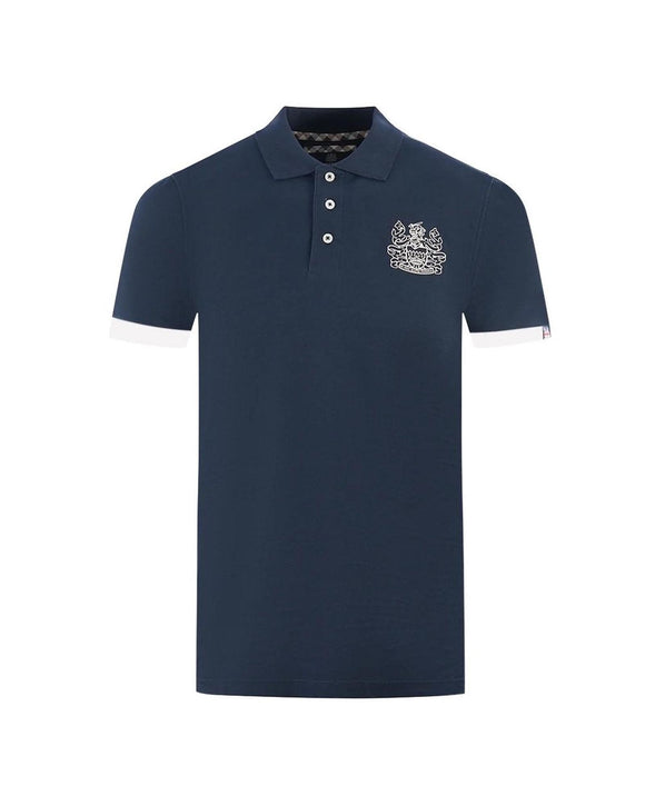 Aquascutum Men's Blue Cotton Polo Shirt - XL